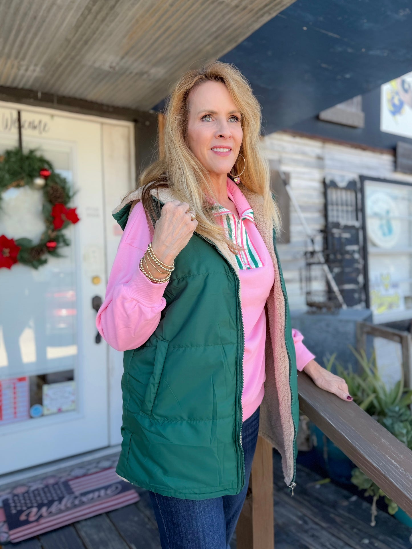 Green Reversible Hooded Vest