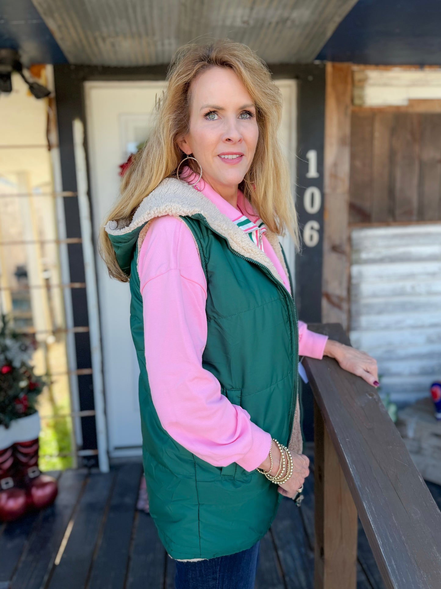 Green Reversible Hooded Vest