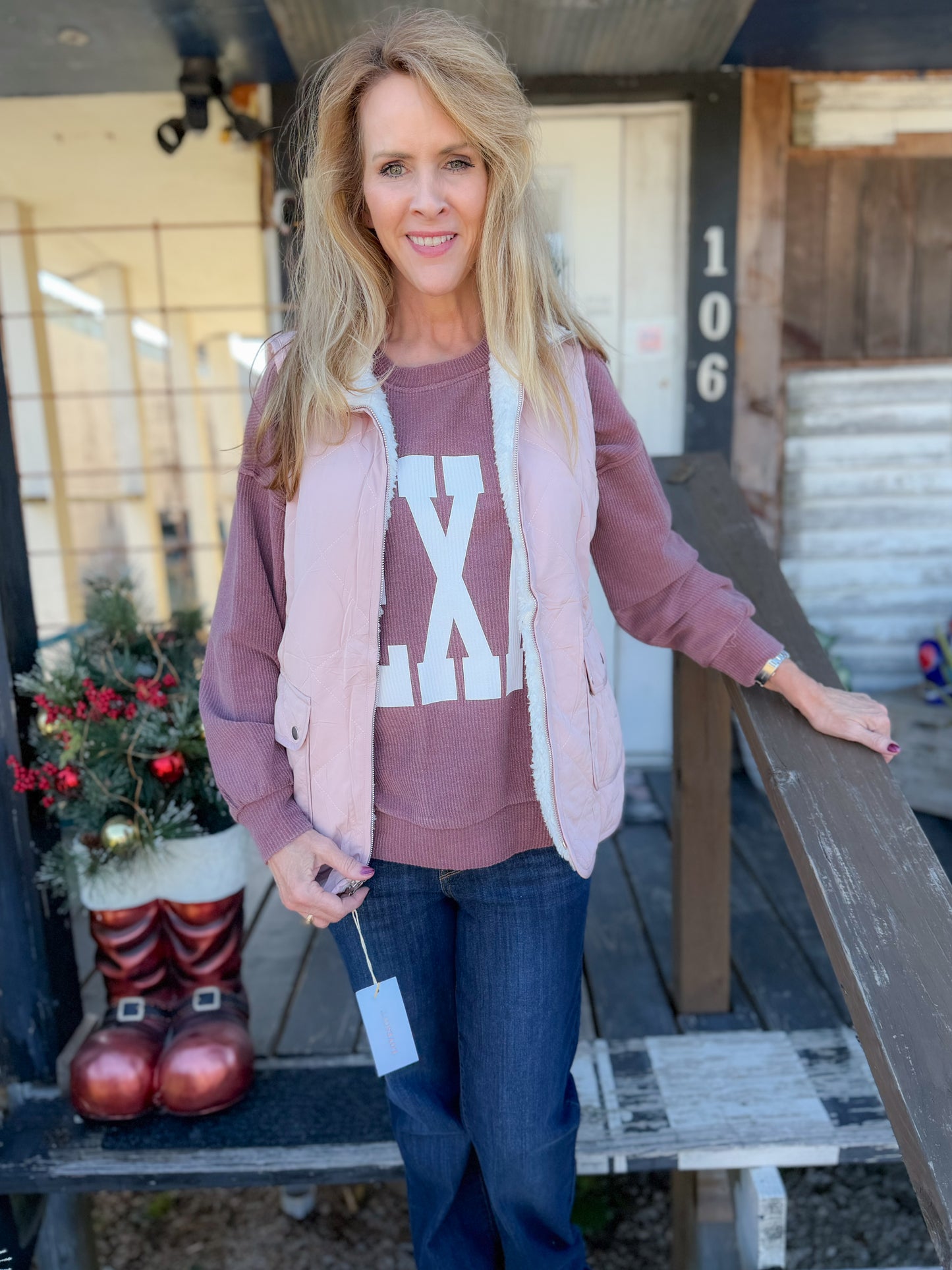 Texas Washed Maroon Corduroy Crewneck
