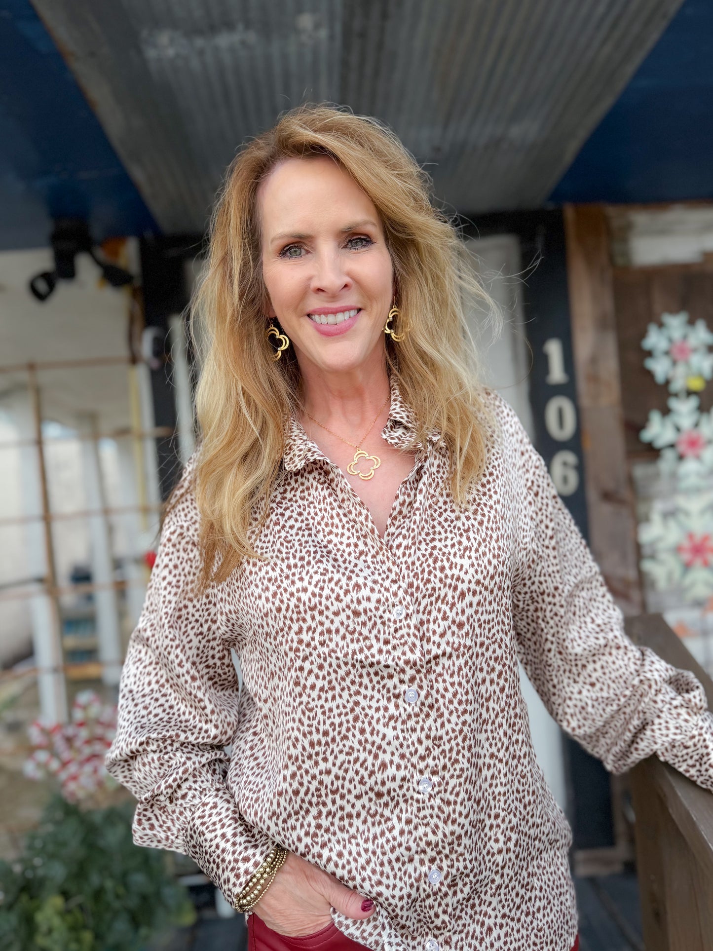 Satin Leopard Blouse