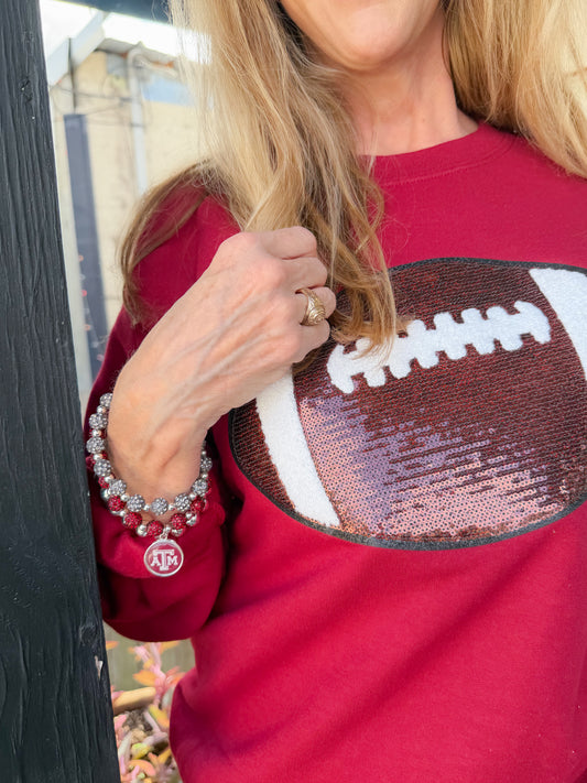 Maroon & Silver Licensed Aggie Bracelet Stack