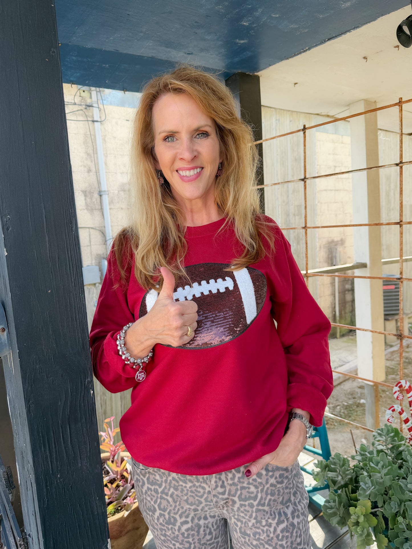 Game Day Sequin Football Crewneck