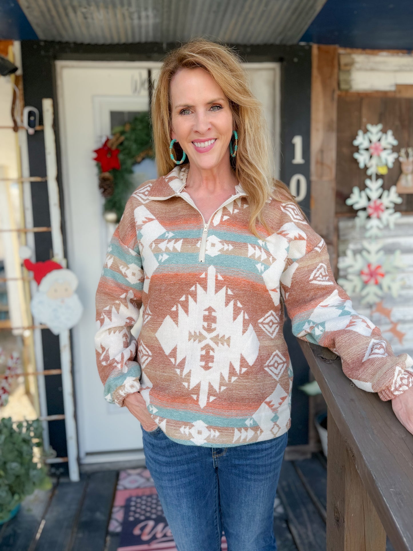 Aztec Quarter Zip Pullover