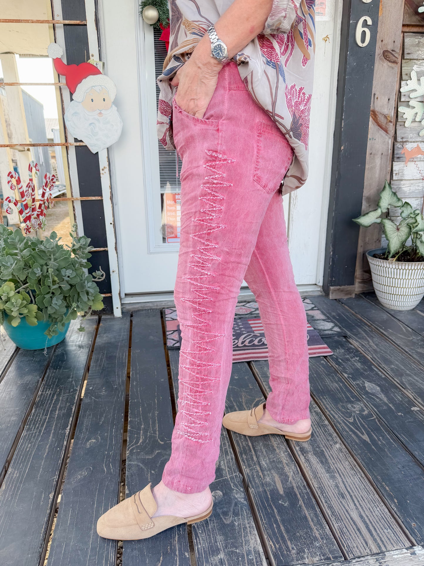 Crinkle Joggers - Berry