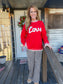 RED LOVE SCRIPT SWEATER