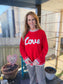 RED LOVE SCRIPT SWEATER