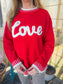 RED LOVE SCRIPT SWEATER
