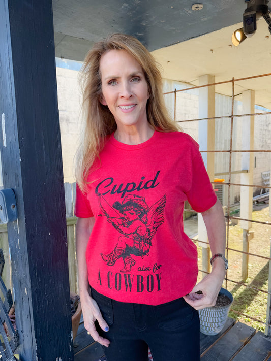 CUPID, AIM FOR A COWBOY GRAPHIC TEE