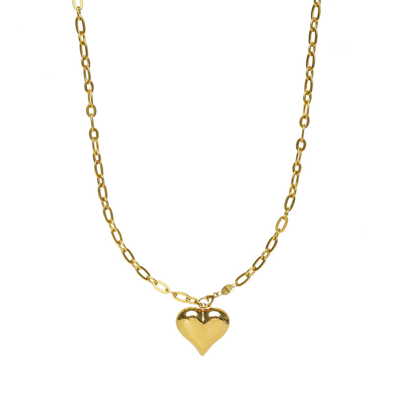Waterproof Gold Statement Adjustable Heart Necklace