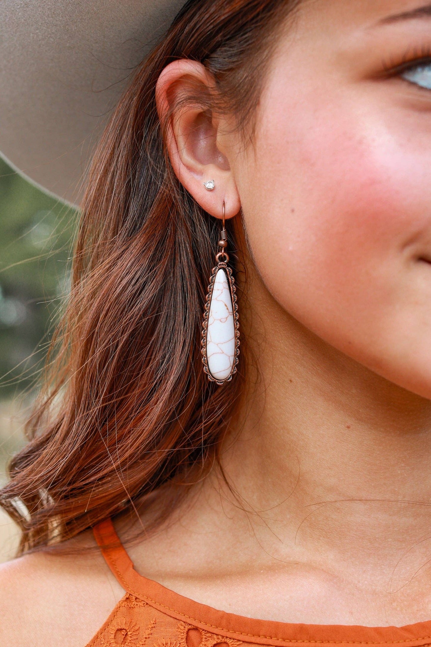 Western Cream Teardrop Earring