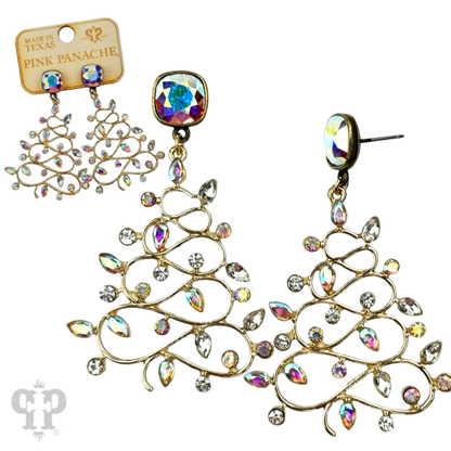 Rhinestone whimsical Christmas tree earring