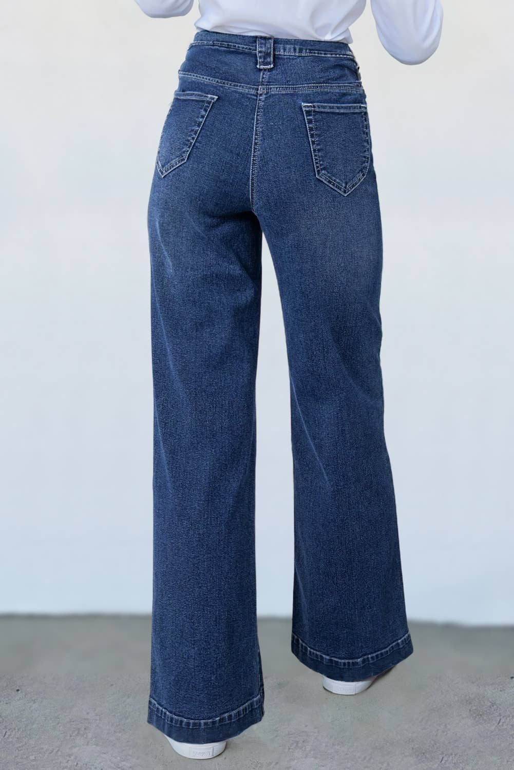 Blue Wide Leg Pockets High Waist Jeans | 6-16