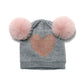 Double Wool Ball Wool Hat Girls Love Knitted Hat