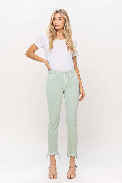 MID RISE CROP STRAIGHT JEANS- VERVET