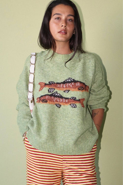 Trout Graphic Knit Sweater
