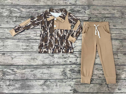 Baby Boys Fall Camo Shirt Ruffle Pants Clothing Sets