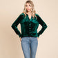 Button Down Long Sleeve Velvet Shirts Tops