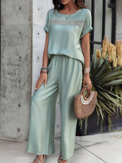 Casual Chic Short-Sleeved Trouser Set