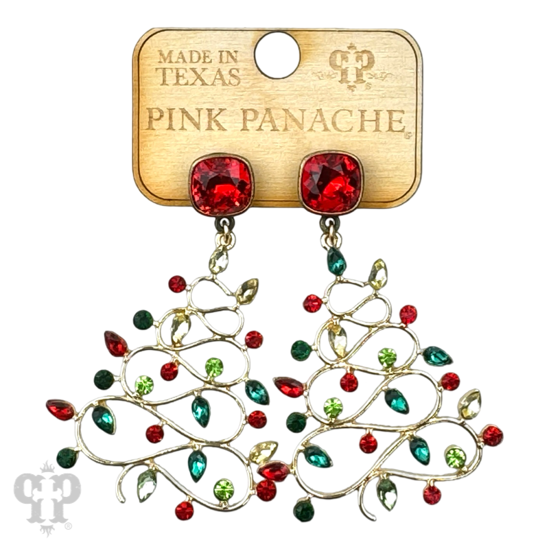 Rhinestone whimsical Christmas tree earring