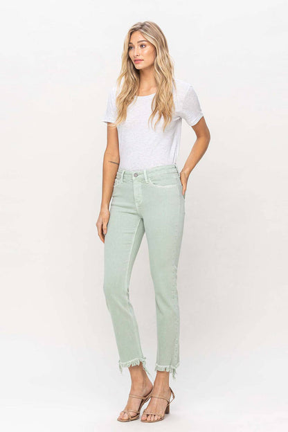 MID RISE CROP STRAIGHT JEANS- VERVET