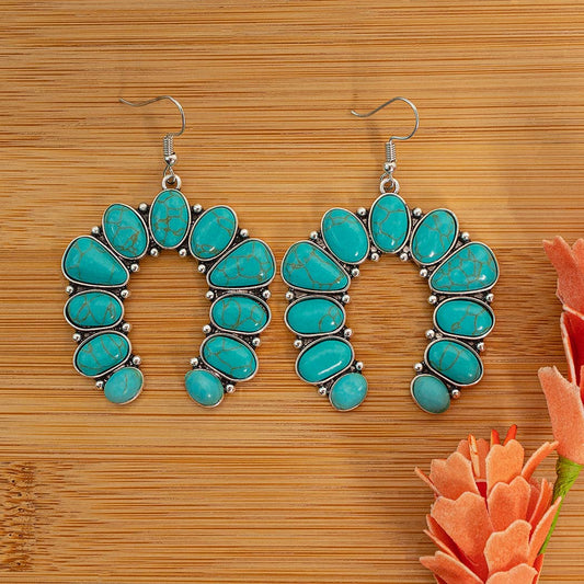 Squash Blossom Earrings - Turquoise & Silver